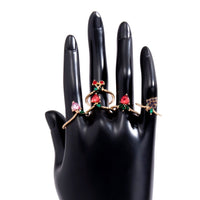 Thumbnail for Chic 10 Pieces Colorful Crystal Fruits Rings Set - ArtGalleryZen