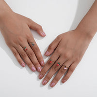 Thumbnail for Chic 10 Pieces Colorful Crystal Fruits Rings Set - ArtGalleryZen