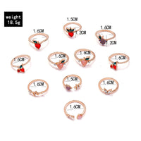 Thumbnail for Chic 10 Pieces Colorful Crystal Fruits Rings Set - ArtGalleryZen