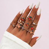 Thumbnail for Chic 10 Pieces Colorful Crystal Fruits Rings Set - ArtGalleryZen