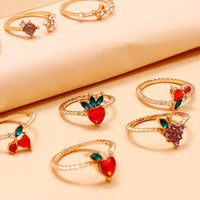 Thumbnail for Chic 10 Pieces Colorful Crystal Fruits Rings Set - ArtGalleryZen