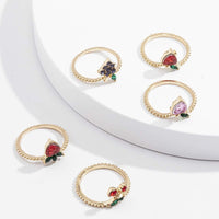 Thumbnail for Chic 5 Pieces Colorful Crystal Fruits Rings Set - ArtGalleryZen