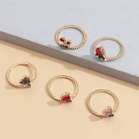Thumbnail for Chic 5 Pieces Colorful Crystal Fruits Rings Set - ArtGalleryZen