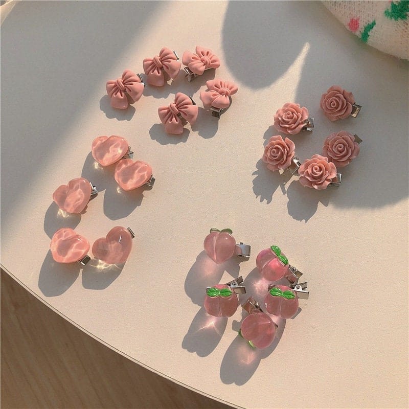 Chic 5 Pieces Pink Hair Clips Set - ArtGalleryZen