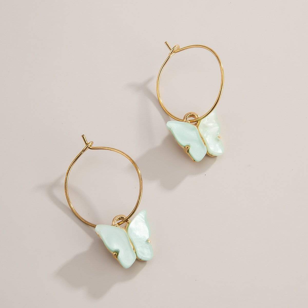 Chic Acrylic Butterfly Dangle Hoop Earrings - ArtGalleryZen