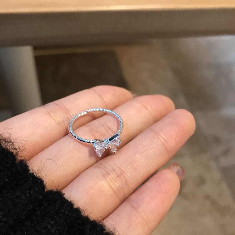 Chic Adjustable Crystal Bowknot Ring - ArtGalleryZen