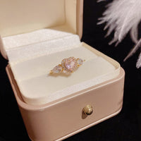 Thumbnail for Chic Adjustable Pink Crystal Angel Wings Heart Ring - ArtGalleryZen