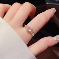 Thumbnail for Chic Adjustable Pink Crystal Angel Wings Heart Ring - ArtGalleryZen