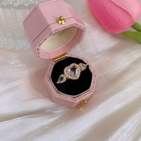 Thumbnail for Chic Adjustable Pink Crystal Angel Wings Heart Ring - ArtGalleryZen