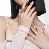 Thumbnail for Chic Adjustable Purple Raw Crystal Rose Ring - ArtGalleryZen