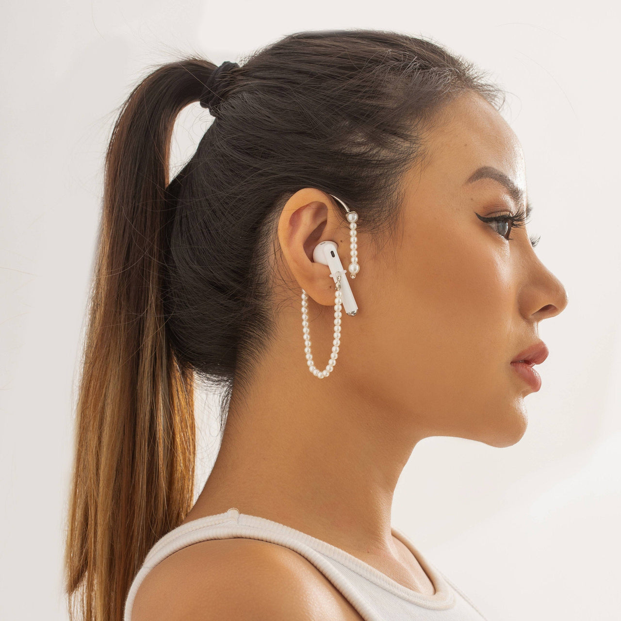 Chic Anti-lost Wireless AirPods Earphone Ear Wrap Pearl Chain Earrings - ArtGalleryZen
