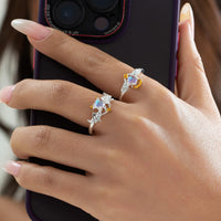 Thumbnail for Chic Antique Angel And Devil Matching Opal Ring Set - ArtGalleryZen