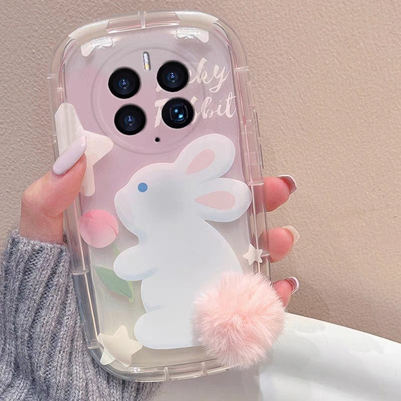 Chic Bunny Panda Plush Tail Silicone iPhone Case - ArtGalleryZen