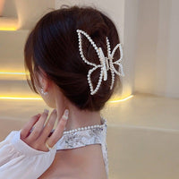 Thumbnail for Chic Butterfly Pearl Chignon Claw Clip Hair Clip - ArtGalleryZen