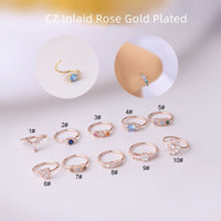 Thumbnail for Chic Colorful CZ Inlaid Nose Piercing Nose Hoop - ArtGalleryZen