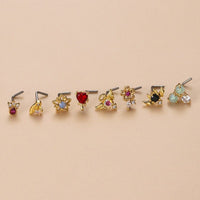Thumbnail for Chic Colorful CZ Inlaid Stainless Steel Angel Wings Heart Star Nose Piercing Nose Stud - ArtGalleryZen