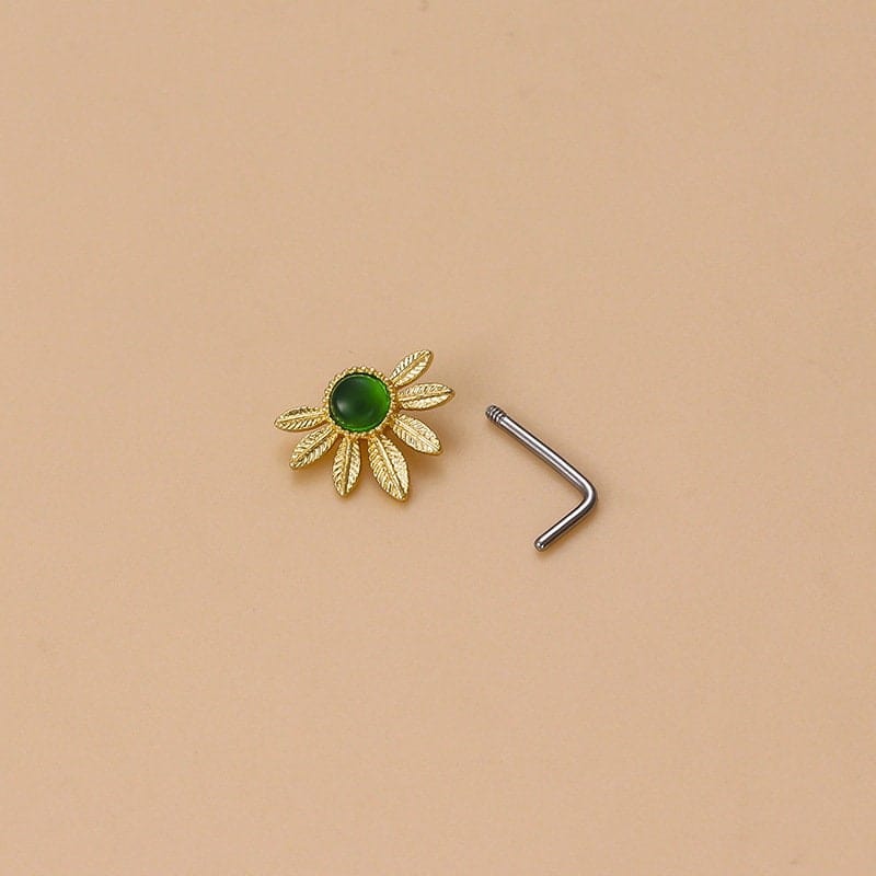 Chic Colorful CZ Inlaid Stainless Steel Floral Moon Star Nose Piercing Nose Stud - ArtGalleryZen