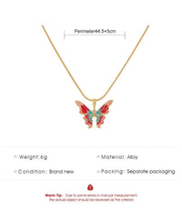 Thumbnail for Chic Colorful Enamel Butterfly Necklace - ArtGalleryZen