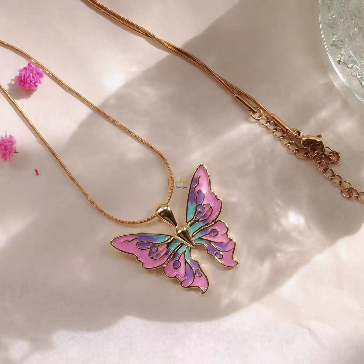 Chic Colorful Enamel Butterfly Necklace - ArtGalleryZen