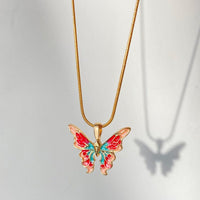 Thumbnail for Chic Colorful Enamel Butterfly Necklace - ArtGalleryZen