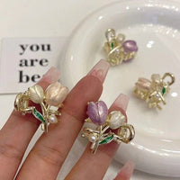Thumbnail for Chic Colorful Enamel Pearl Charm Tulip Hair Clip - ArtGalleryZen
