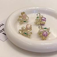 Thumbnail for Chic Colorful Enamel Pearl Charm Tulip Hair Clip - ArtGalleryZen