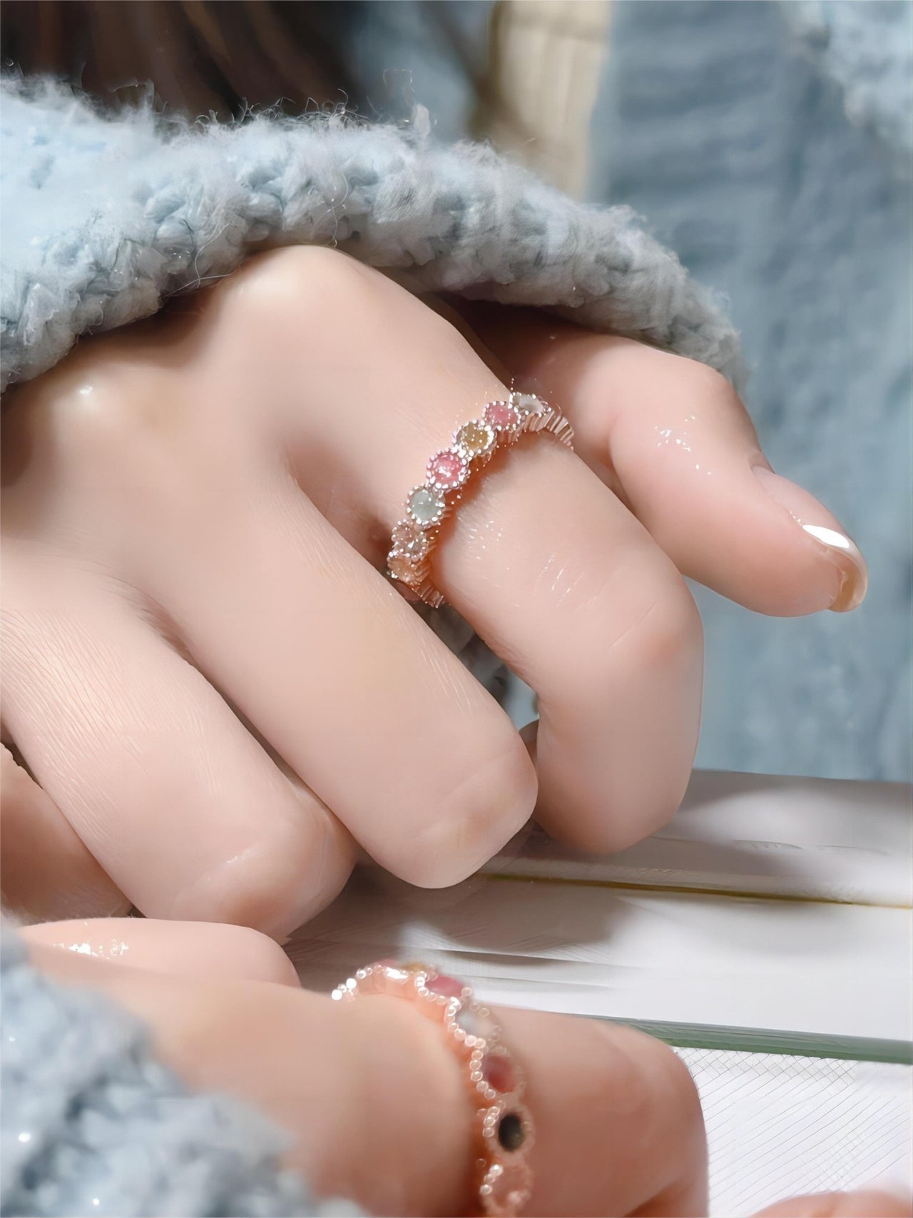 Chic Colorful Natural Tourmaline Ring - ArtGalleryZen