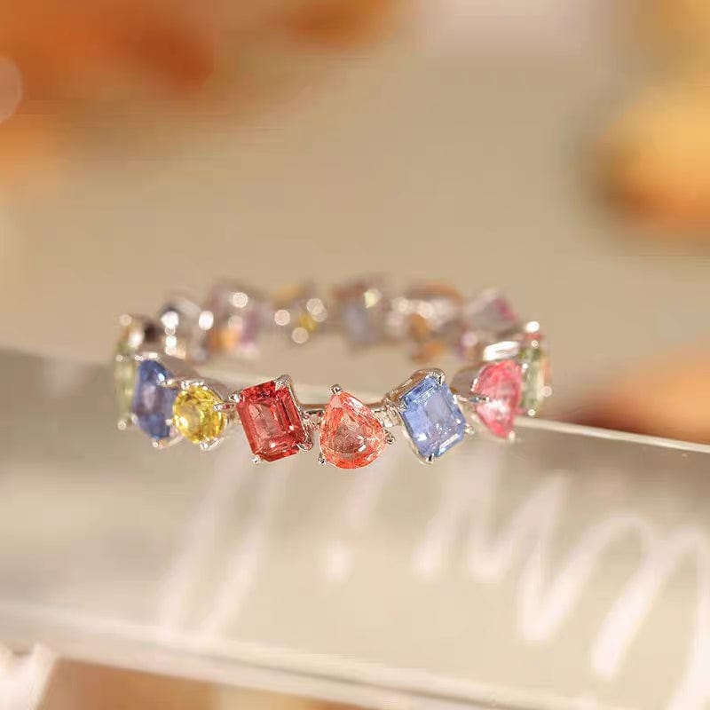 Chic Colorful Rainbow Rhinestone Ring - ArtGalleryZen