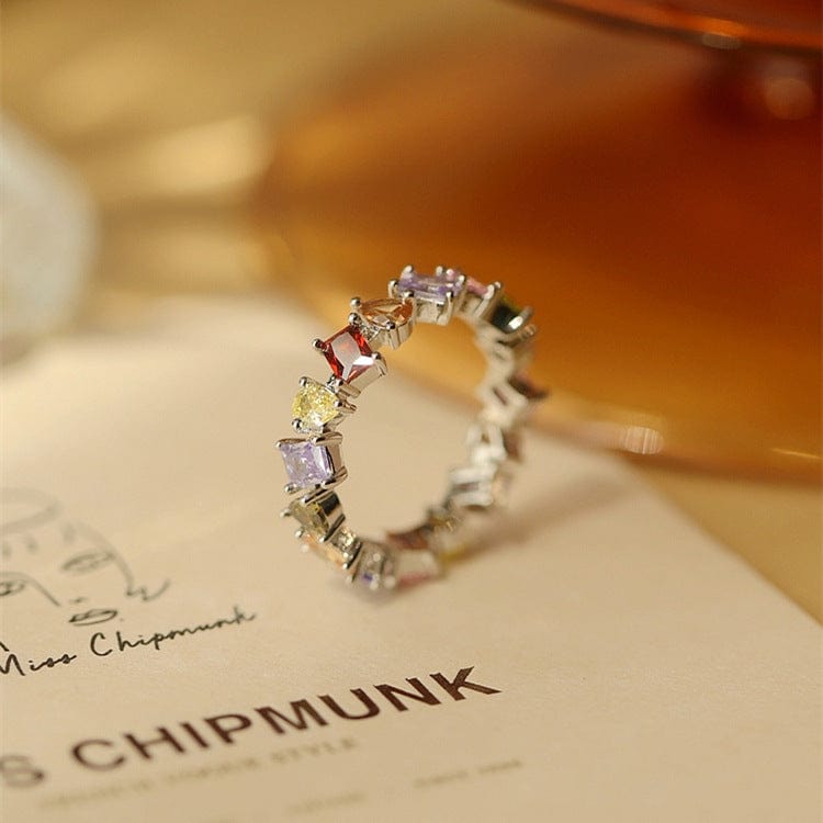 Chic Colorful Rainbow Rhinestone Ring - ArtGalleryZen