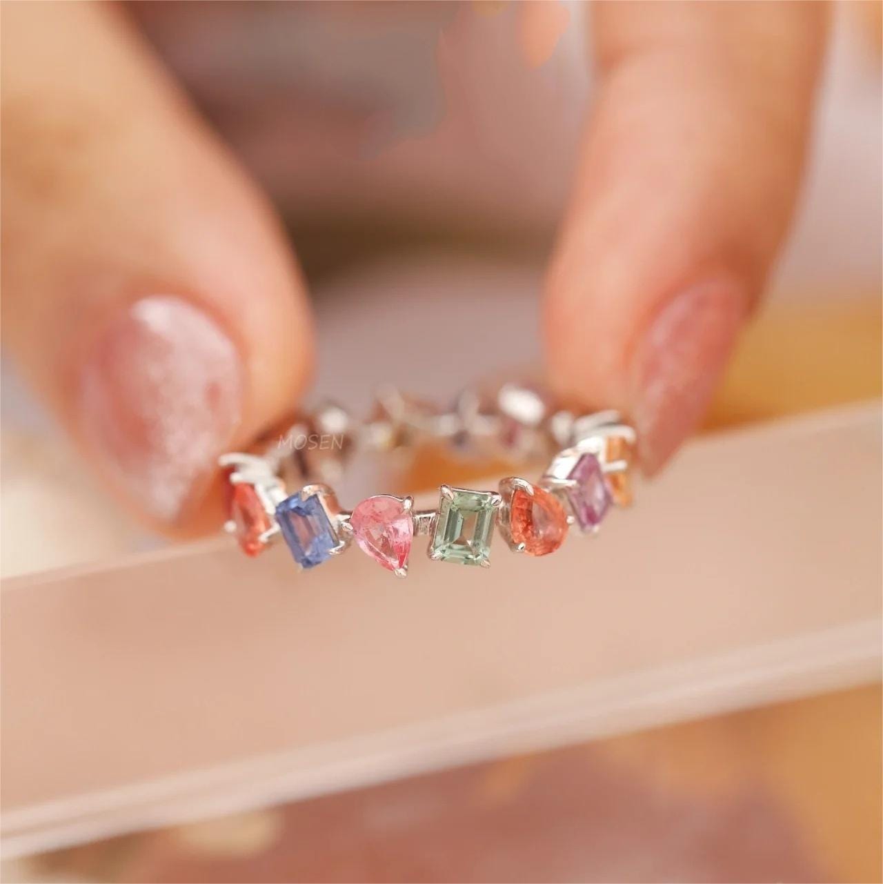 Chic Colorful Rainbow Rhinestone Ring - ArtGalleryZen