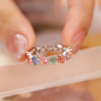 Thumbnail for Chic Colorful Rainbow Rhinestone Ring - ArtGalleryZen