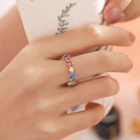 Thumbnail for Chic Colorful Rainbow Rhinestone Ring - ArtGalleryZen