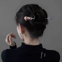 Thumbnail for Chic Colorful Rose Chignon Hair Fork Hair Pin - ArtGalleryZen