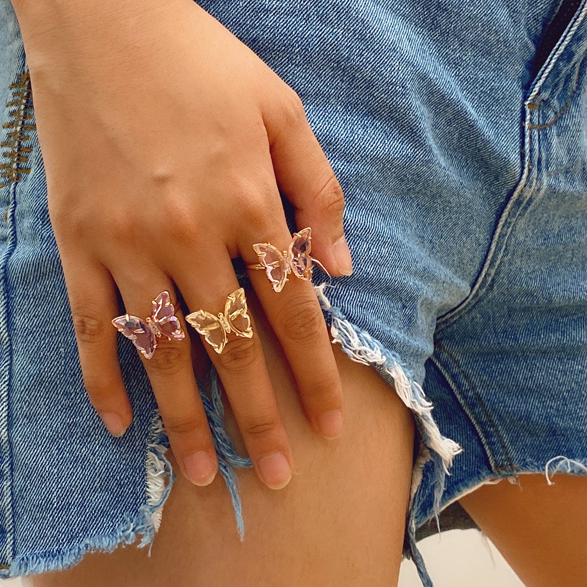 Chic Colorful Zirconia Butterfly Ring - ArtGalleryZen