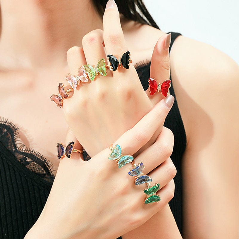 Chic Colorful Zirconia Butterfly Ring - ArtGalleryZen