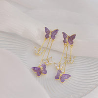 Thumbnail for Chic Crystal Butterfly Dangle Earrings - ArtGalleryZen