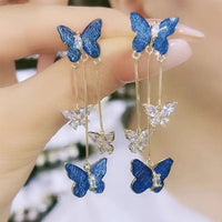 Thumbnail for Chic Crystal Butterfly Dangle Earrings - ArtGalleryZen