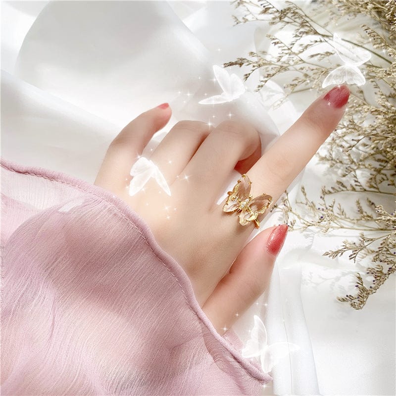 Chic Crystal Butterfly Ring - ArtGalleryZen