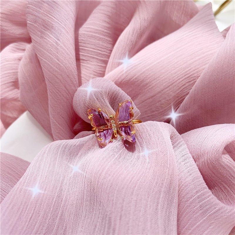 Chic Crystal Butterfly Ring - ArtGalleryZen