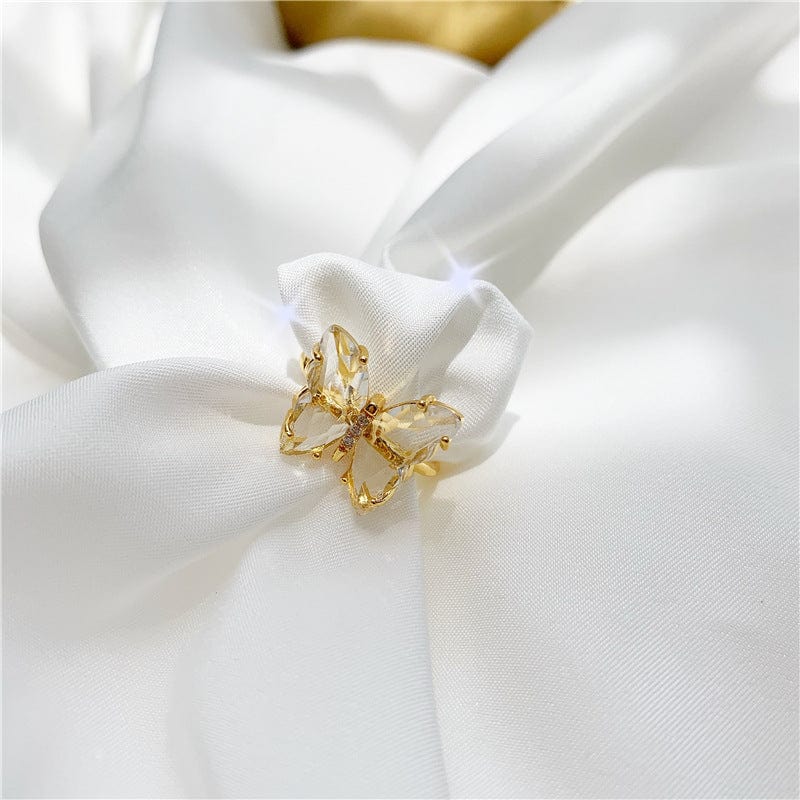 Chic Crystal Butterfly Ring - ArtGalleryZen