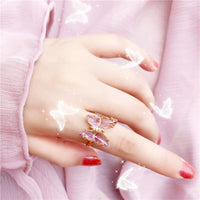 Thumbnail for Chic Crystal Butterfly Ring - ArtGalleryZen