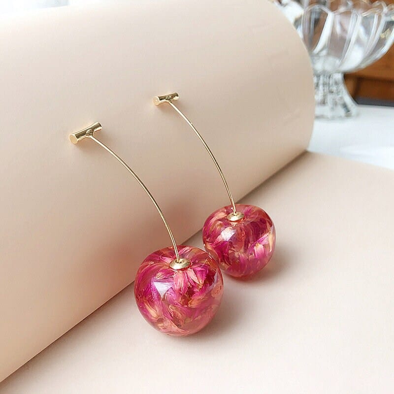 Chic Crystal Cherry Dangle Earrings - ArtGalleryZen