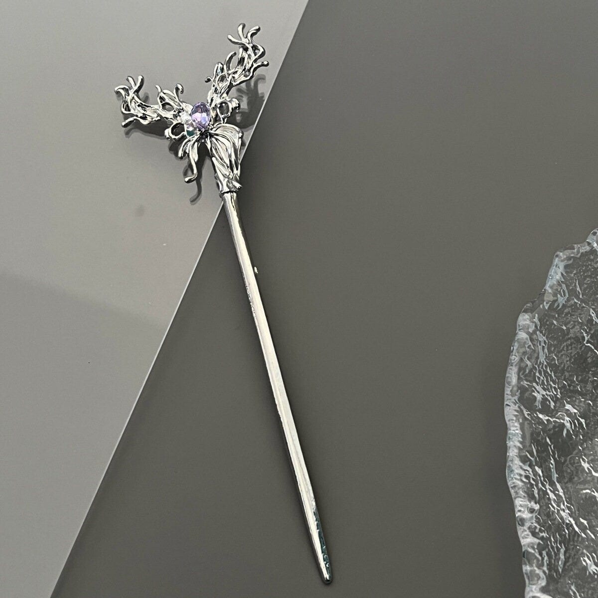 Chic Crystal Inlaid Abstract Butterfly Chignon Hair Fork Hair Pin - ArtGalleryZen