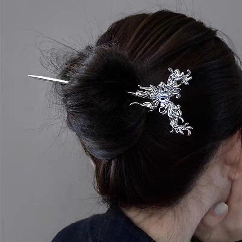 Chic Crystal Inlaid Abstract Butterfly Chignon Hair Fork Hair Pin - ArtGalleryZen