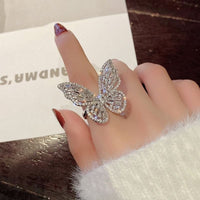 Thumbnail for Chic CZ Inlaid Adjustable Butterfly Ring - ArtGalleryZen