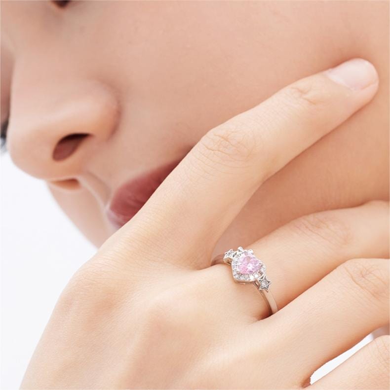 Chic CZ Inlaid Adjustable Crystal Star Heart Ring - ArtGalleryZen