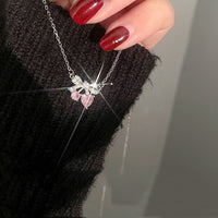Thumbnail for Chic CZ Inlaid Bowknot Cherry Pendant Necklace - ArtGalleryZen