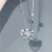 Thumbnail for Chic CZ Inlaid Bowknot Heart Pendant Necklace - ArtGalleryZen