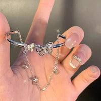 Thumbnail for Chic CZ Inlaid Butterfly Charm Cable Chain Bangle Bracelet - ArtGalleryZen