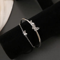 Thumbnail for Chic CZ Inlaid Butterfly Charm Cable Chain Bangle Bracelet - ArtGalleryZen
